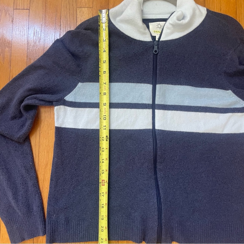 Offline by Aerie Striped Full Zip Sweater Jacket Navy Blue - Size Medium - Picture 5 of 6